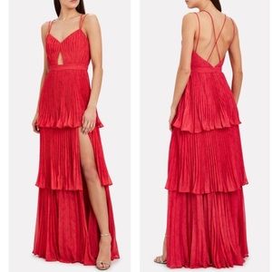 AMUR Dominique Tiered Pleated Maxi Gown